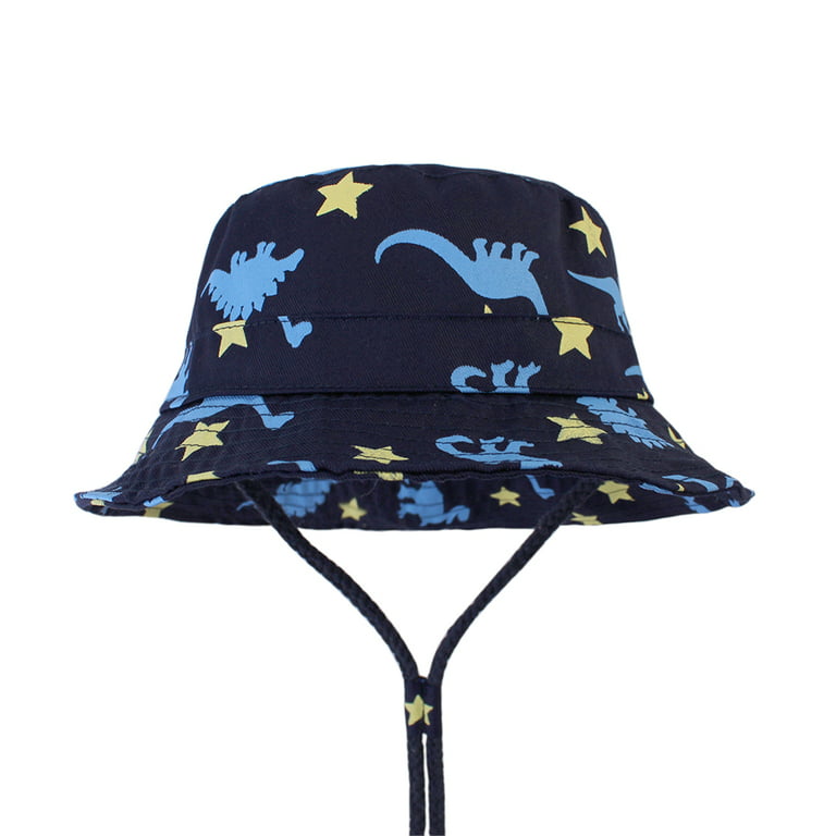 ink2055 Kids Hats Lovely Dinosaur Star Pattern Children Kids Fisherman Bucket Hat Cotton Sun Cap Hat 